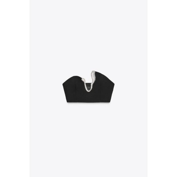ZARA JEWEL APPLIQUÉ CROP TOP - Picture 1 of 6
